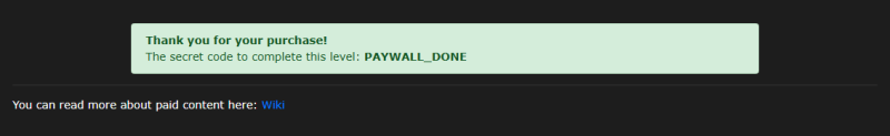 The same level after payment: the "yes" branch fired, and the payment button disappeared by itself