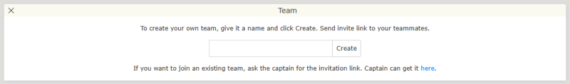 A team: your own is created by name, somebody else's is joined through the captain's invitation link A team: your own is created by name, somebody else's is joined through the captain's invitation link